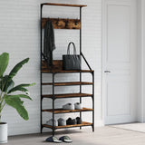 Clothes Rack with Shoe Storage Smoked Oak 70x34x184 cm 837874