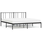 Metal Bed Frame without Mattress with Headboard Black 193x203cm 352486