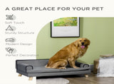 Dog Sofa, with Wooden Legs, Water-Resistant Fabric, for Medium & Large Dogs - Grey T3398P376487