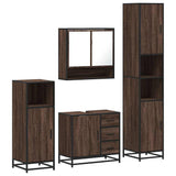 4 Piece Bathroom Furniture Set Brown Oak Engineered Wood 3301229