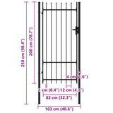 Fence Gate "BOXTEL" Single Door with Spike Top Steel 1x2 m Black 145746