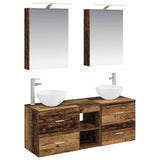 Bathroom Furniture Set 5 pcs Old Wood Engineered Wood and Glass 3406717