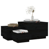 Storage Boxes with Lids 3 pcs Black Solid Wood Pine 818249
