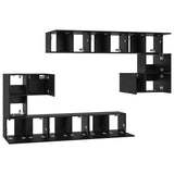 TV Cabinet Set Wall-mounted 10 pcs Black Oak Engineered Wood 3393319