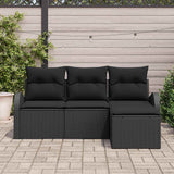 Sofa Set with Cushion with Storage 4 pcs Black Poly Rattan 3354662