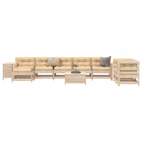 ZNTS 10 Piece Garden Sofa Set Solid Wood Pine 3250644