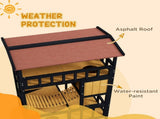 Outdoor Cat Shelter, Four-Tier Wooden Feral Cat House, with Suspension Bridge, Cat Houses, Balcony, T3398P347604