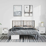 Metal Bed Frame without Mattress with Headboard Black 193x203cm 374443