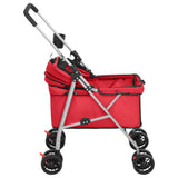 Folding Dog Stroller Red 76x50x100 cm Oxford Fabric 172199