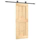 Sliding Door Natural and Black 80 x 210 cm Solid Pine Wood 3444993