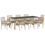 Garden Dining Set 9 pcs Beige Poly rattan 3334893