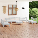 9 Piece Garden Lounge Set White Solid Pinewood 3082578