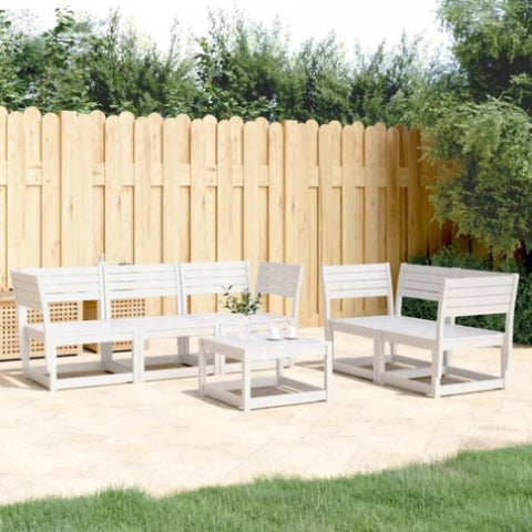 ZNTS 5 Piece Garden Sofa Set White Solid Wood Pine 3216996