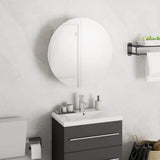 Bathroom Cabinet with Round Mirror&LED White 40x40x17.5 cm 345579
