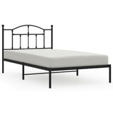 Metal Bed Frame without Mattress with Headboard Black 107x203cm 353435