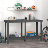 Work Bench Grey 140x50x80 cm Solid Wood Pine 822508