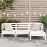 Garden Sofa 3-Seater with Footstool White Solid Wood Pine 838055