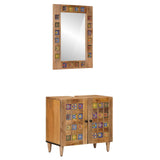 Bathroom Furniture Set with Door 2 pcs Natural Solid Mango Wood 3310096