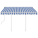 3069896 Manual Retractable Awning with Posts 3x2,5 m Blue and White