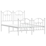 Metal Bed Frame without Mattress with Footboard White 120x190cm 353503