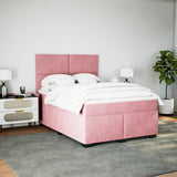 Box Spring Bed with Mattress Pink 140x190 cm Velvet 3290905