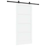 Sliding Door 93 x 202 cm Engineered Wood White and Black 3450006
