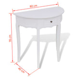 Console Table with Drawer Half-round White 241530