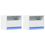 ZNTS Wall-mounted Bedside Cabinets with LED Lights 2 pcs White 852062