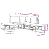 Garden Sofa Set with Cushion 5 pcs Black Aluminium 3378871