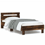 Bed Frame without Mattress with LED Lights Smoked Oak 90x200 cm 838719