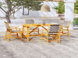 Garden Dining Set Brown Solid Acacia Wood, Poly Rattan Medium 3087124