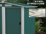 Garden Metal Tool Storage Shed with Sliding Door, Sloped Roof and Floor Foundation, 152 x 132 x T3398P328395