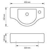 Ceramic Bathroom Sink Basin with Faucet Hole White 141930