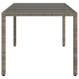Garden Table with Glass Top Grey 190x90x75 cm Poly Rattan 365538