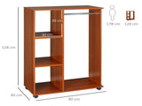 Open Wardrobe on Wheels, Bedroom Wardrobe with Clothes Hanging Rail, 3 Storage Shelves, Mobile T3398P328078