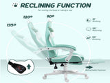 Cat Ear and Paw Reclining Office Chair, with Footrest - Light Blue/White T3398P377433