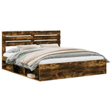 Bed Frame Smoked Oak 180 x 200 cm Solid Pine Wood 3411387