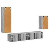 TV Cabinet Set Wall-mounted 4 pcs Grey Sonoma Engineered Wood 3409012