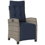 9 Piece Garden Dining Set with Cushions Grey Poly Rattan 3212945