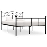 Bed Frame Black Metal Double Durable Bed Frame Rectangular 284526