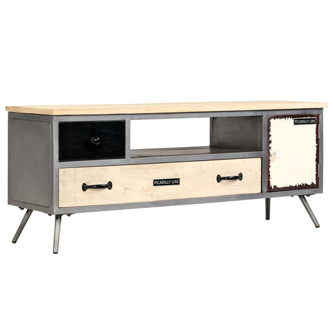 TV Cabinet Solid Mango Wood and Steel 120x30x45 cm 246282