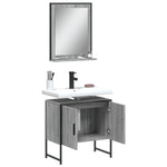 ZNTS 2 Piece Bathroom Cabinet Set Grey Sonoma Engineered Wood 3214337