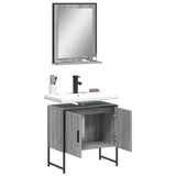 ZNTS 2 Piece Bathroom Cabinet Set Grey Sonoma Engineered Wood 3214337
