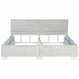 Bed Frame without Mattress Grey Natural Rattan 160x200 cm 283092