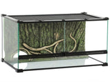 Reptile Glass Terrarium with Stone Background, Front Ventilation, Escape-Proof Knob Lock, 50 x 30 x T3398P548050
