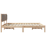 Bed Frame with Headboard Taupe 200 x 200 cm Solid Pine Wood 3394231