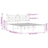 Metal Bed Frame without Mattress with Headboard Black 183x213cm 374344