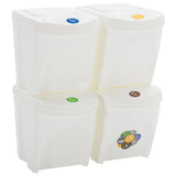 Stackable Garbage Bin Boxes 4 pcs White 100 L Polypropylene 152201