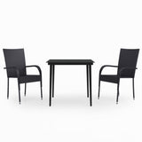 ZNTS 3 Piece Garden Dining Set Black 3099395