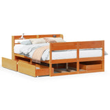 Bed Frame without Mattress Wax Brown 135x190 cm Solid Wood Pine 3307139